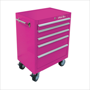 26" 5-Drawer Rolling Cabinet in Pink