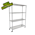 MonsterRax NSF 4-Tier Wire Shelving Rack with Wheels - 60"W x 72"H x 24"D
