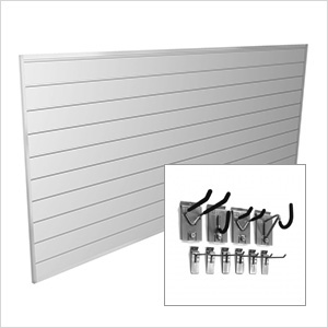 8' x 4' PVC Wall Slatwall Mini Bundle (White)