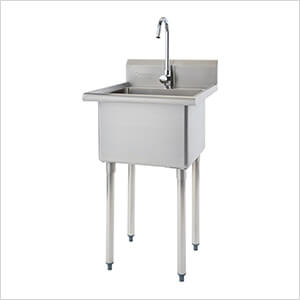 TRINITY Basics Stainless Steel Utility Sink w/ Faucet | NSF Certified